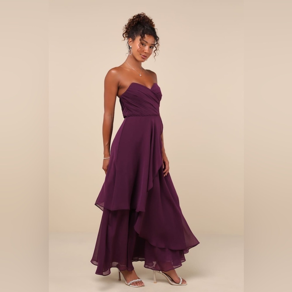 Lulus Revered Elegance Purple Pleated Strapless Maxi Dress - Picture 3 of 5